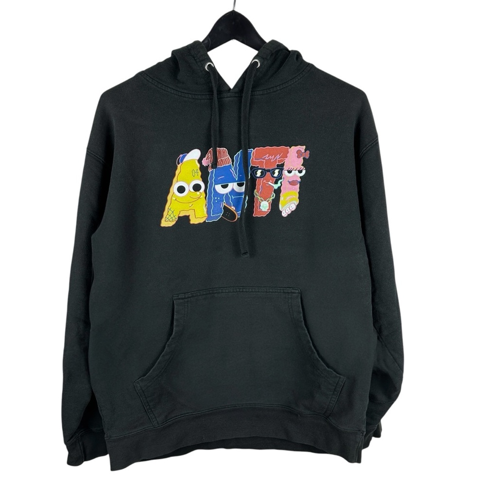 Mens Y2K Anti Skateboards Streetwear Black Logo Pullover Hoodie Size M